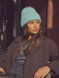 Next Turquoise Blue Ribbed Beanie Containing Wool Hat Clearance