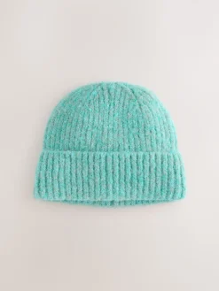 Next Turquoise Blue Ribbed Beanie Containing Wool Hat Clearance