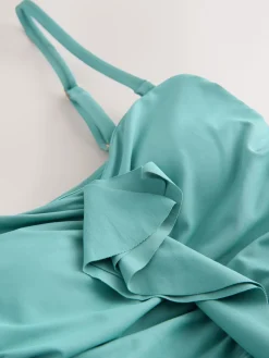 Next Tummy Control Frill Bandeau Swimsuit Turquoise Blue Discount
