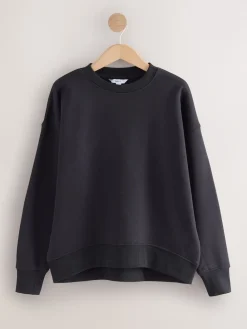 Next Ultimate Black Supersoft Peached Essentials Crew Neck Seam Detail Sweatshirt Best