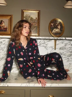 Urban Threads Navy Hot Chocolate Short Pyjamas Set Sale