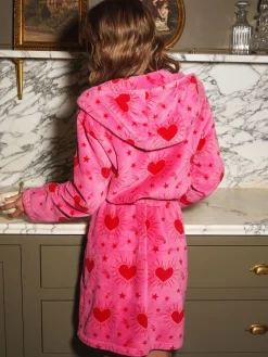 Urban Threads Pink Heart & Star Fleece Dressing Gown