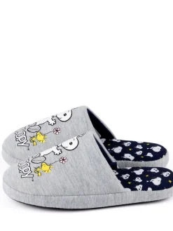 Vanilla Underground Grey Snoopy Womens Winter Mule Slippers Sale