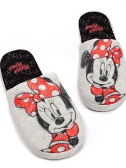 Vanilla Underground Grey Minnie Mouse Womens Winter Mule Slippers New
