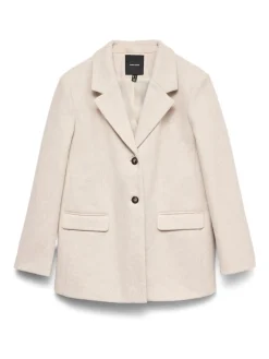 VERO MODA Cream Loose Felt Blazer Clearance