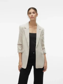 VERO MODA Cream Textured Ruched Sleeve Jacket Outlet