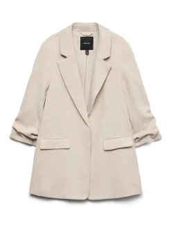 VERO MODA Cream Textured Ruched Sleeve Jacket Outlet