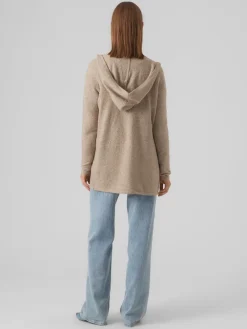 VERO MODA Longline Hooded Knitted Cardigan Natural Sale
