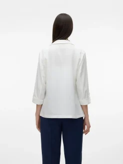VERO MODA Linen Blend 3/4 Sleeve Jacket White New