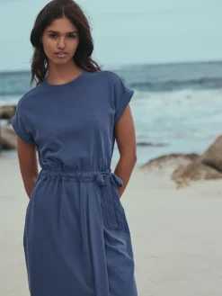 Next Jersey Sarong Tie T-Shirt Dress Washed Blue Sale