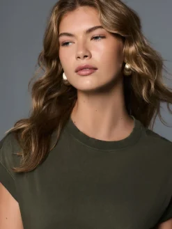 Next Jersey Sarong Tie T-Shirt Dress Washed Khaki Green Discount