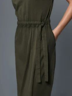 Next Jersey Sarong Tie T-Shirt Dress Washed Khaki Green Discount