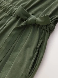 Next Jersey Sarong Tie T-Shirt Dress Washed Khaki Green Discount