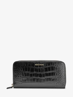 Whistles Black Long Shiny Croc Effect Purse Outlet