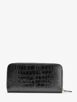 Whistles Black Long Shiny Croc Effect Purse Outlet