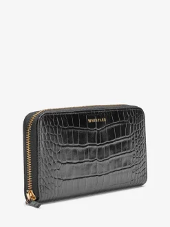 Whistles Black Long Shiny Croc Effect Purse Outlet