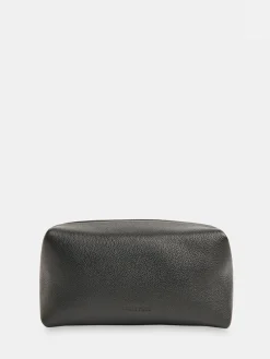 Whistles Black Ria Leather Zip Pouch