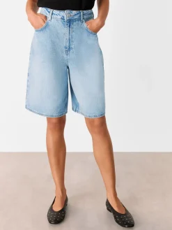 Whistles 100% Cotton Authentic Knee Length Shorts Blue Best