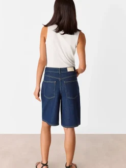 Whistles 100% Cotton Authentic Knee Length Shorts Dark Denim Sale