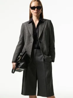 Whistles Grey Herringbone Wool Blend Blazer Clearance