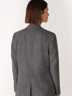 Whistles Grey Herringbone Wool Blend Blazer Clearance