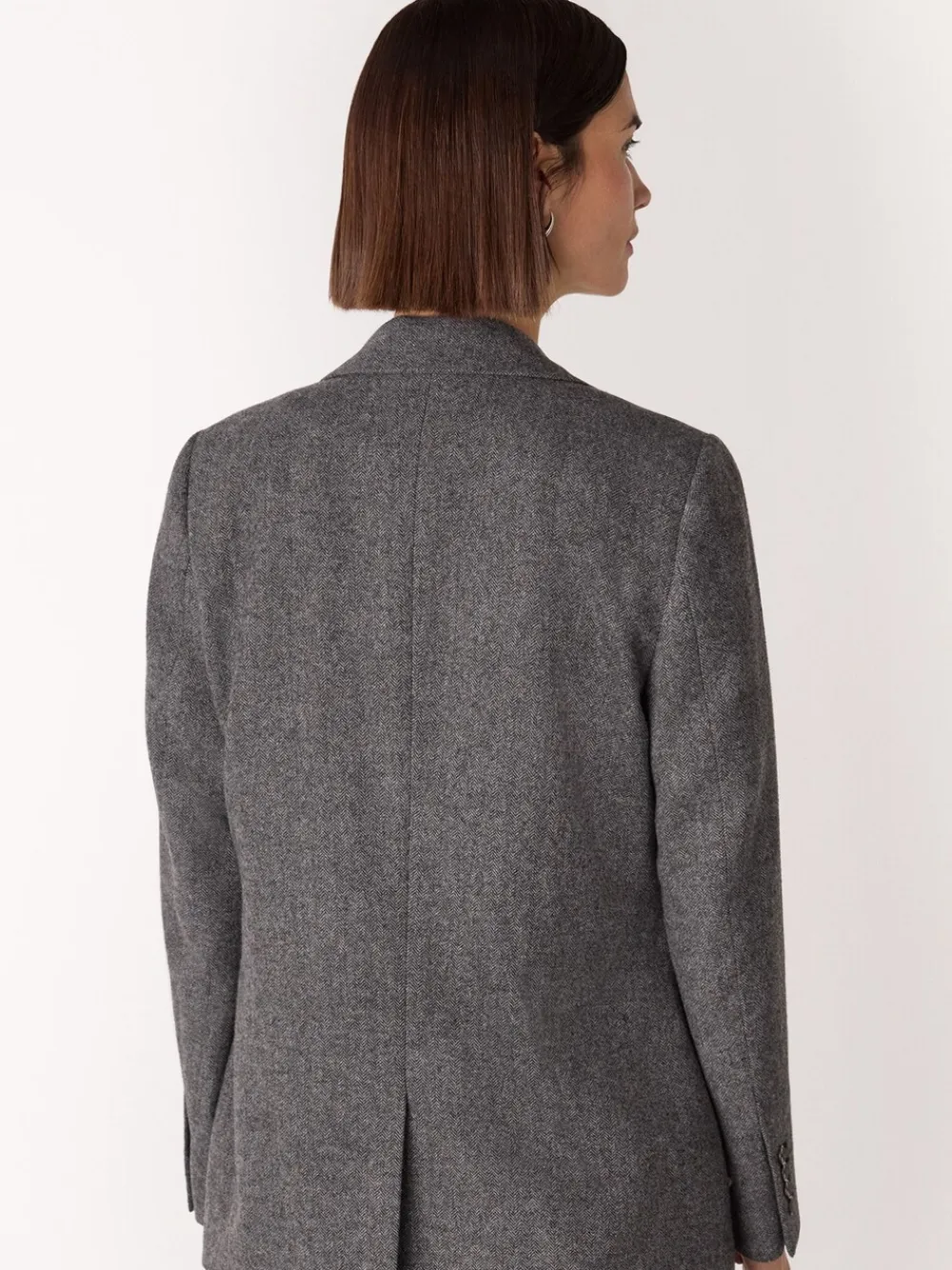 Whistles Grey Herringbone Wool Blend Blazer Clearance