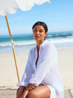 Next White Beach Cover-Up Shirt New