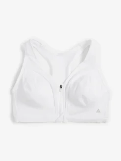 Next B-GG Active Sports High Impact Dry Tech Zip Front Bra White Best