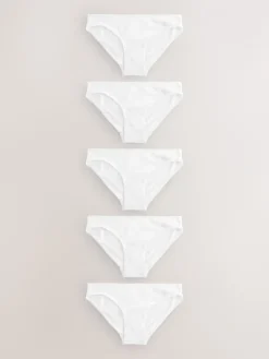 Next White Bikini Cotton Rich Knickers 5 Pack