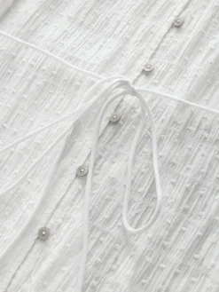 Next White Button Through Tie Waist Sleeveless Maxi Dress