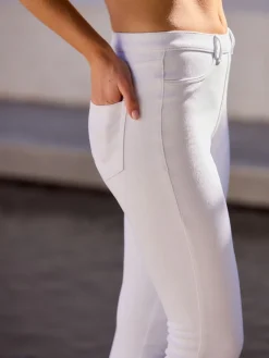 Next White Cropped Denim Jersey Leggings New