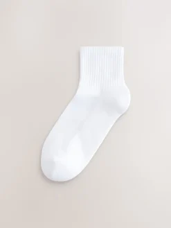 Next Cushion Sole Ribbed Sport Cropped Ankle Socks 3 Pack With Arch Support White Hot