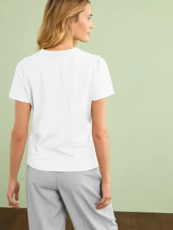 Next White Essential Pure Cotton Short Sleeve Crew Neck T-Shirt Sale