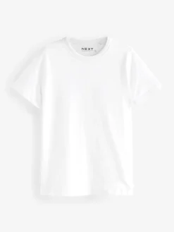 Next White Essential Pure Cotton Short Sleeve Crew Neck T-Shirt Sale