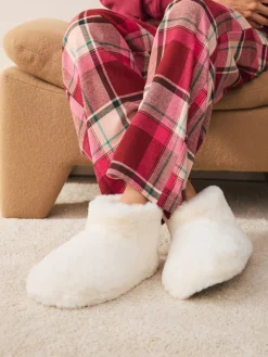 Next White Faux Fur Boot Slippers