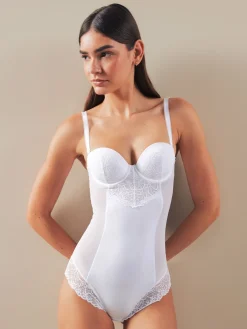 Next Firm Tummy Control Cupped Lace Body White New