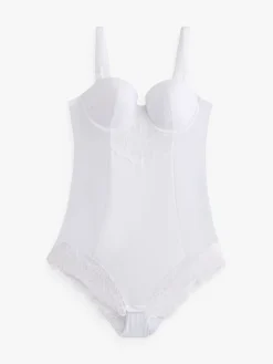 Next Firm Tummy Control Cupped Lace Body White New