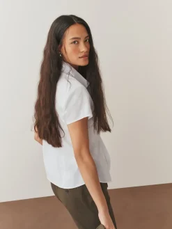 Next White Fitted Stretch Essential Short Sleeve Shirts 2 Pack Online