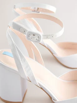 Next Forever Comfort® Wedding Round Toe Block Heel Bridal Sandals White
