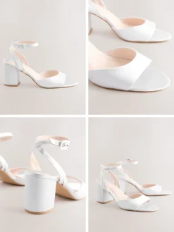 Next Forever Comfort® Wedding Round Toe Block Heel Bridal Sandals White