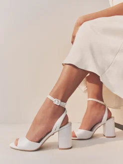 Next Forever Comfort® Wedding Round Toe Block Heel Bridal Sandals White