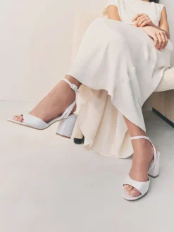 Next Forever Comfort® Wedding Round Toe Block Heel Bridal Sandals White