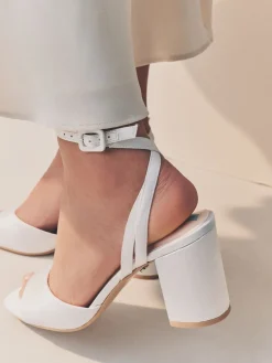 Next Forever Comfort® Wedding Round Toe Block Heel Bridal Sandals White