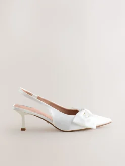 Next Forever Comfort® Wedding Satin Bow Pointed Toe Slingback Heels White Online
