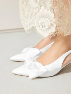 Next Forever Comfort® Wedding Satin Bow Pointed Toe Slingback Heels White Online