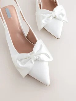 Next Forever Comfort® Wedding Satin Bow Pointed Toe Slingback Heels White Online
