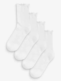 Next Frill Top Cushion Sole Ankle Socks 4 Pack White Best