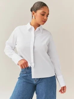 Next White Fuller Bust Fitted Stretch Essential Long Sleeve Shirt Best