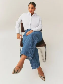 Next White Fuller Bust Fitted Stretch Essential Long Sleeve Shirt Best