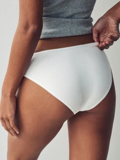 Next High Leg Cotton Rich Knickers 5 Pack White Sale